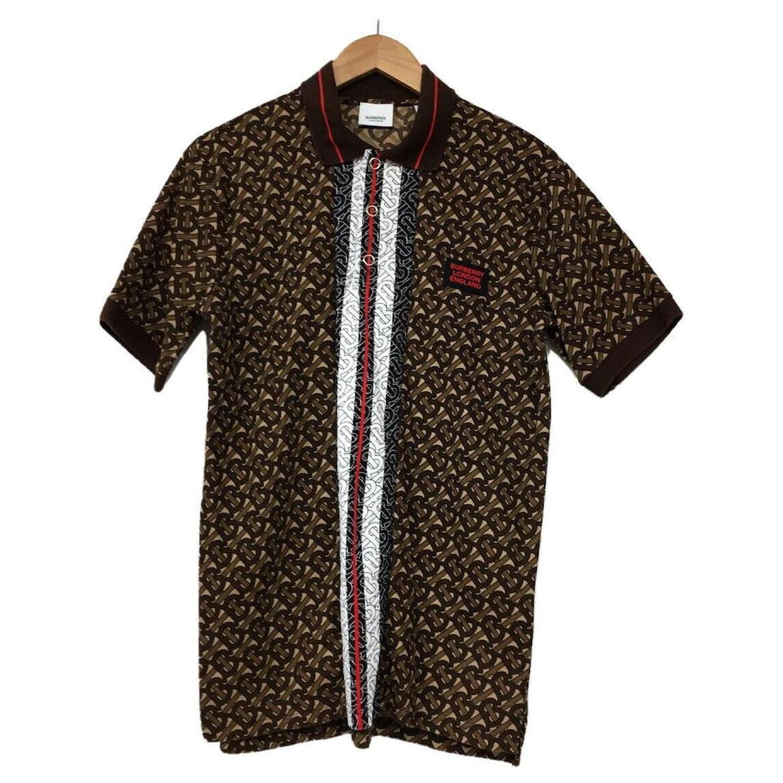 Burberry / Monogram Polo Shirt / XS / Cotton / Brown / Total Pattern
