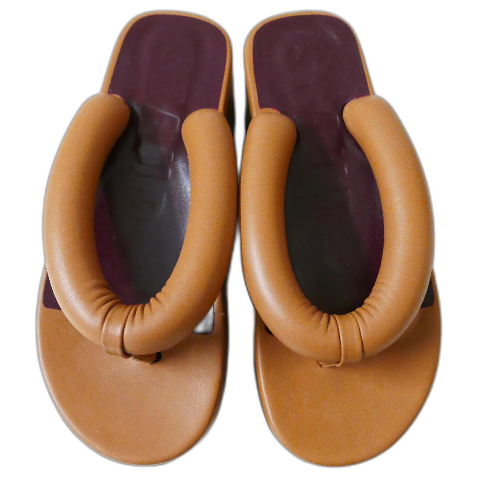 Staud Rio Platform Sandals in Tawny Caramel Leather ref.577009