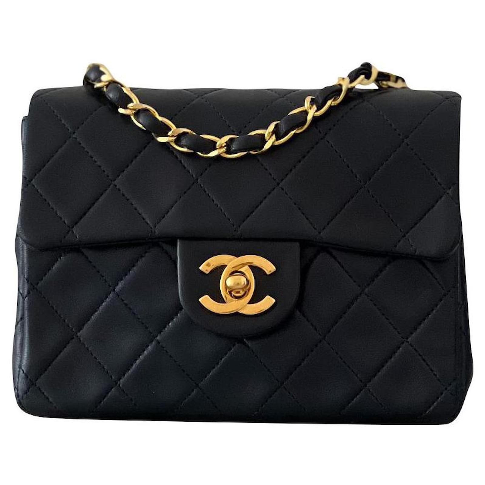Chanel Mini Square bag Navy blue Leather ref.577015 - Joli Closet