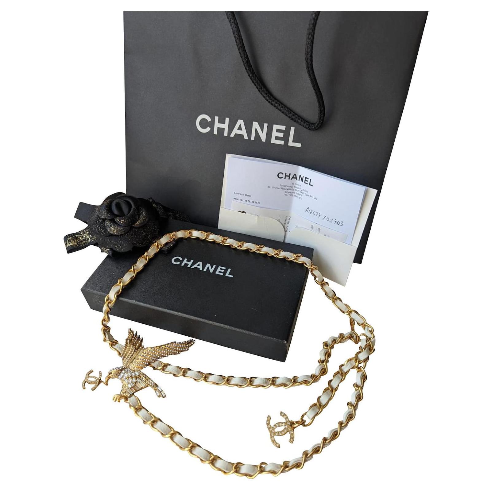 Chanel CC RARE 01P Runway Eagle Chain Vintage Belt Necklace GHW
