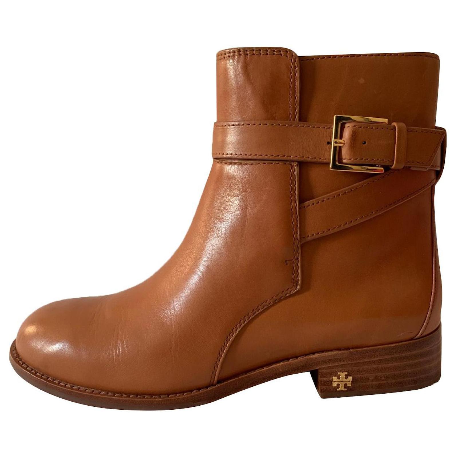 Tory Burch Camel leather ankle boots Caramel  - Joli Closet
