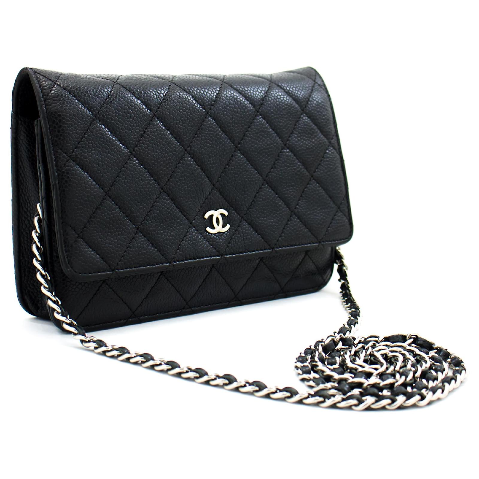 CHANEL Caviar Wallet On Chain WOC Black Shoulder Bag Crossbody SV