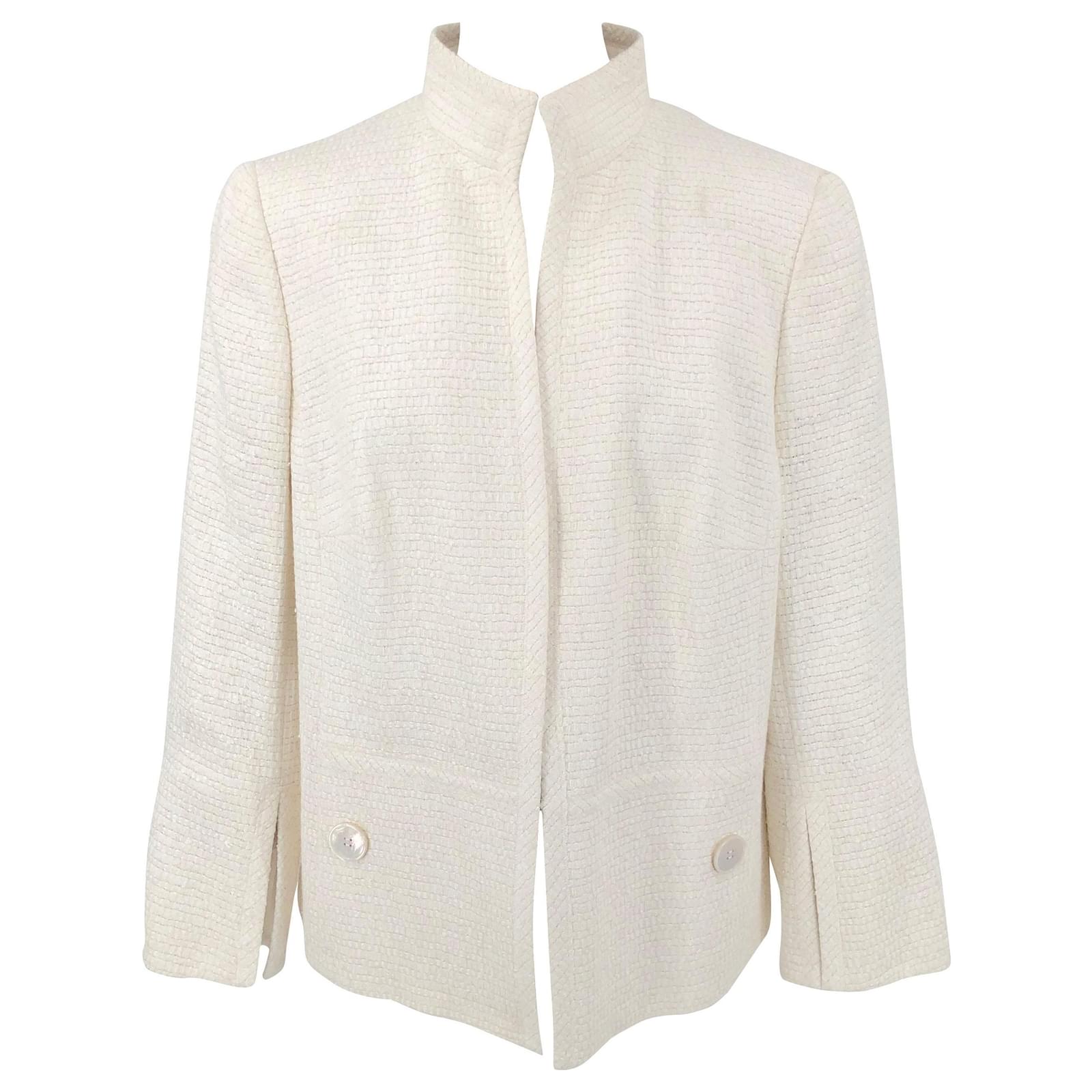 Akris summer jacket in cream linen tweed White ref.577567 - Joli