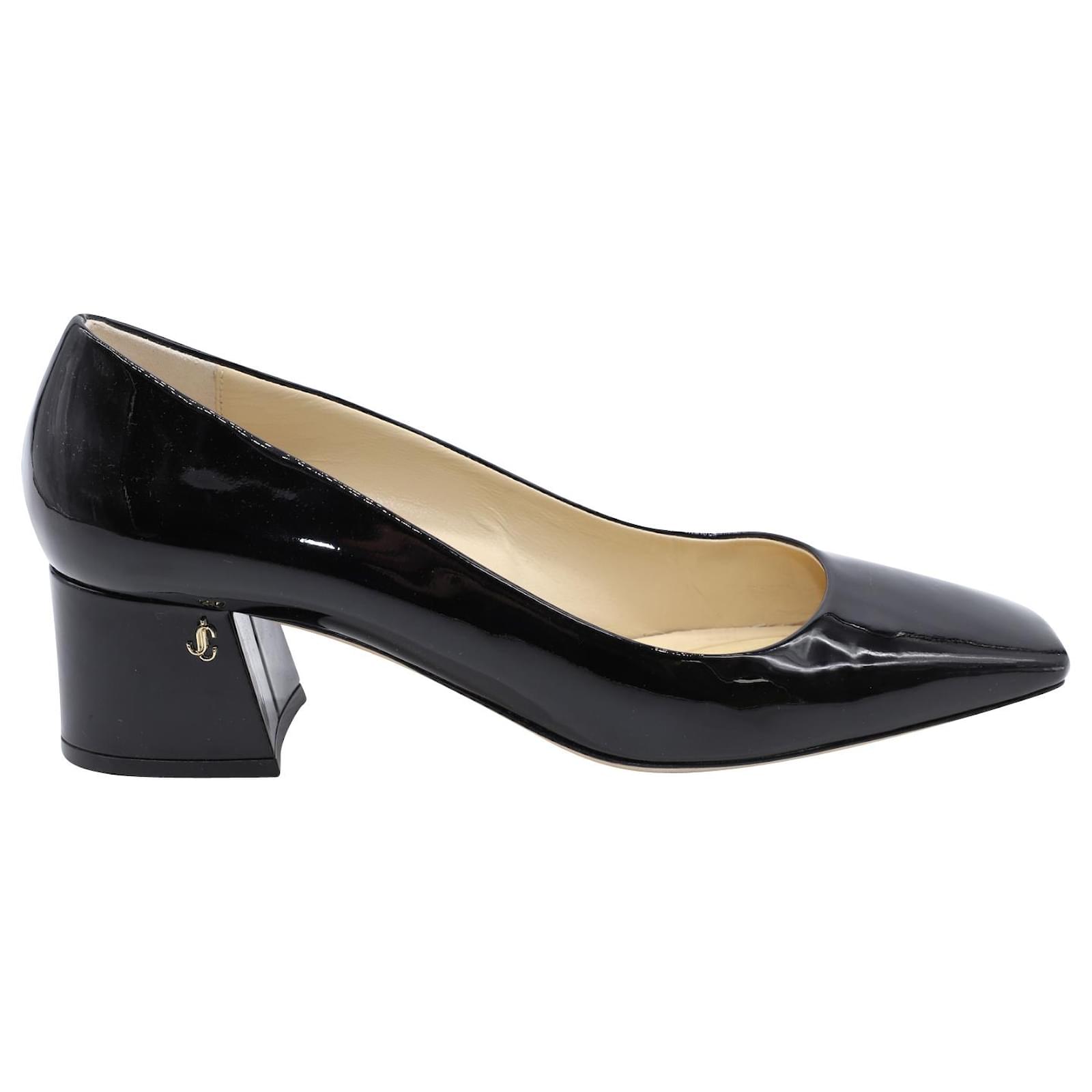 Jimmy Choo 45 Dianne Square-Toe Pumps in Black Patent Leather ref ...