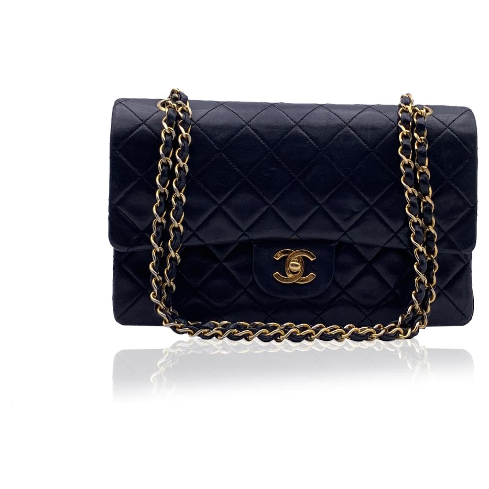 Chanel Vintage Black Quilted Timeless Classic 2.55 Bag Double Flap
