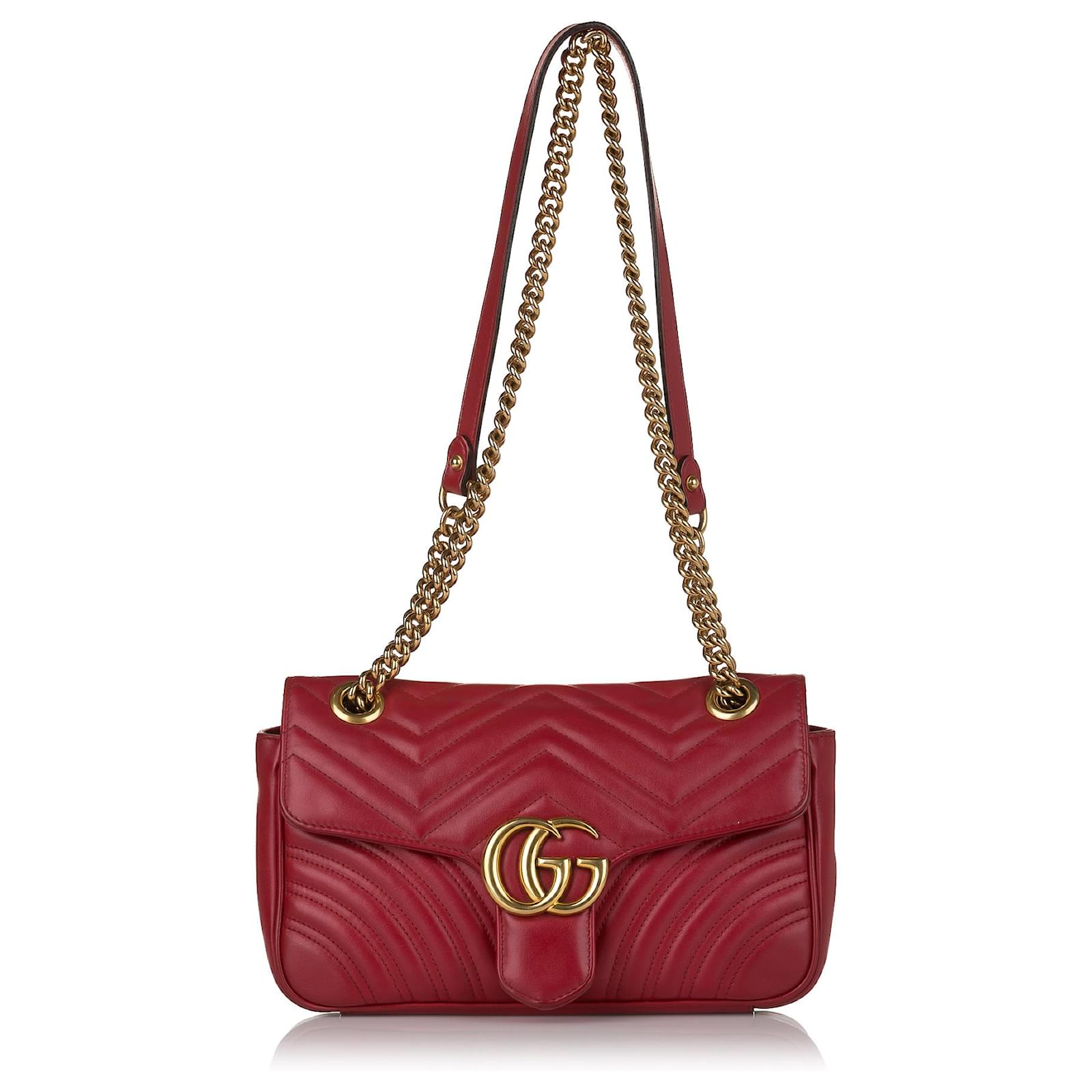Gucci Red GG Marmont Matelasse Leather Crossbody Bag Metal Pony-style  calfskin  - Joli Closet