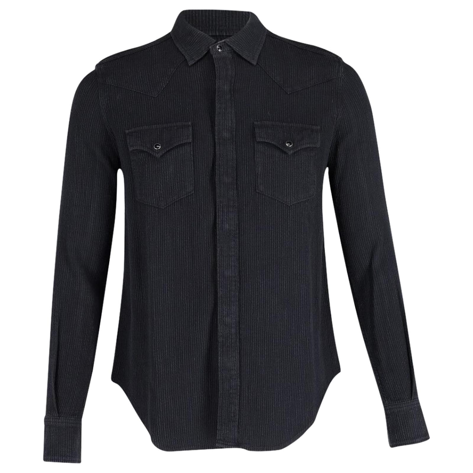 Saint Laurent Classic Corduroy Western Shirt in Black Cotton ref.578350 ...