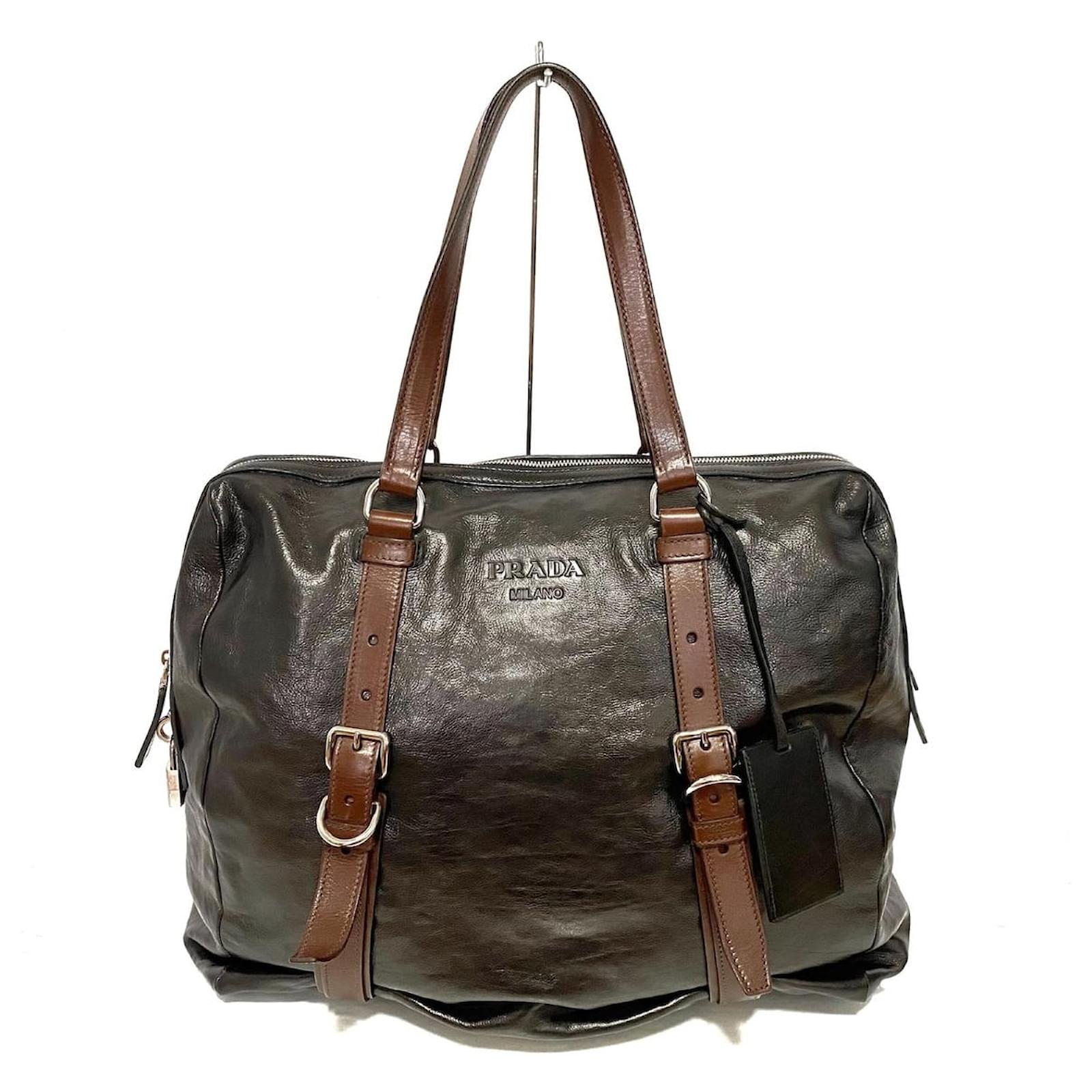 PRADA TRAVEL BAG Brown Leather ref.578396 Joli Closet