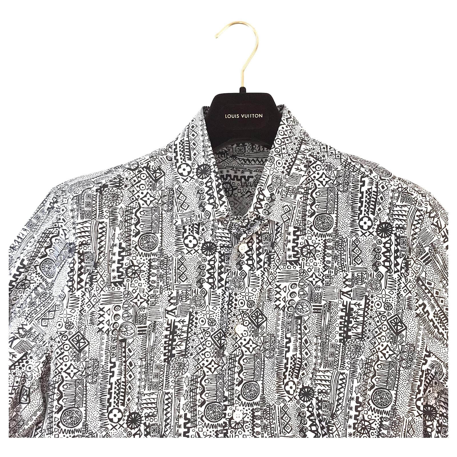 Louis Vuitton Black White Button-down Totem Men's Shirt ref.578422