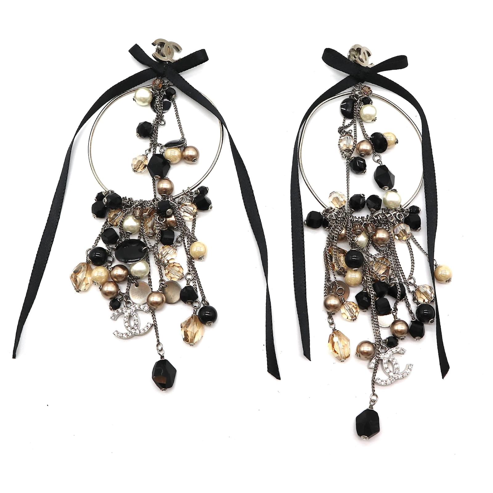 Chanel Black Out-of-this-world CC Runway Hoop Earrings Metal ref.578449 -  Joli Closet