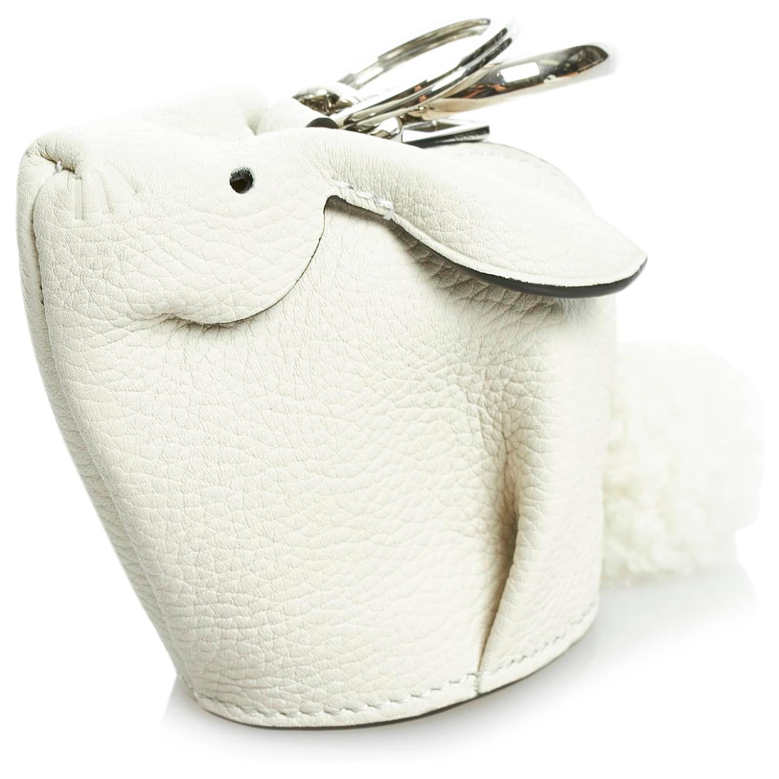 Loewe White Bunny Charm Leather Coin Pouch