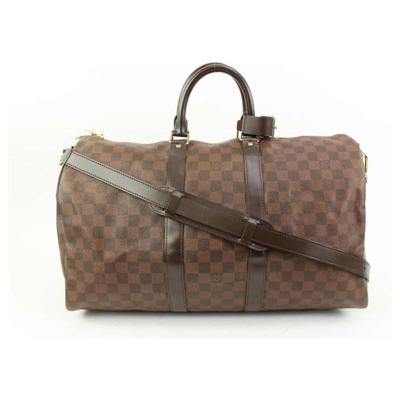 Louis Vuitton Damier Ebene Keepall Bandouliere 45 Duffle Bag with Strap  Leather ref.579376 - Joli Closet