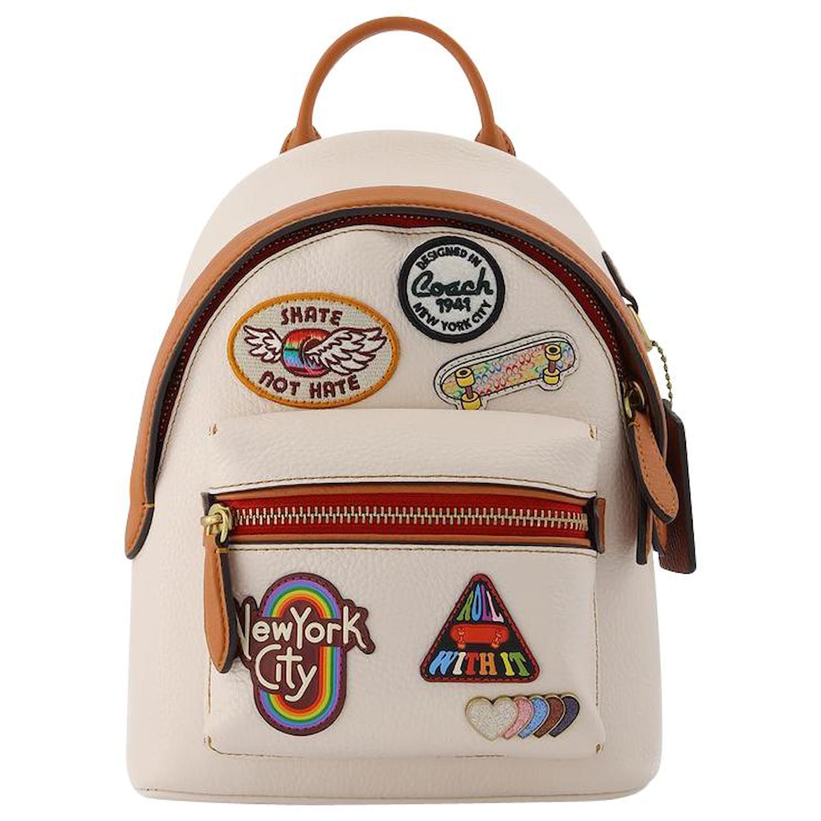 Coach Pride Patches Charter Backpack 18 Beige Leather  - Joli  Closet
