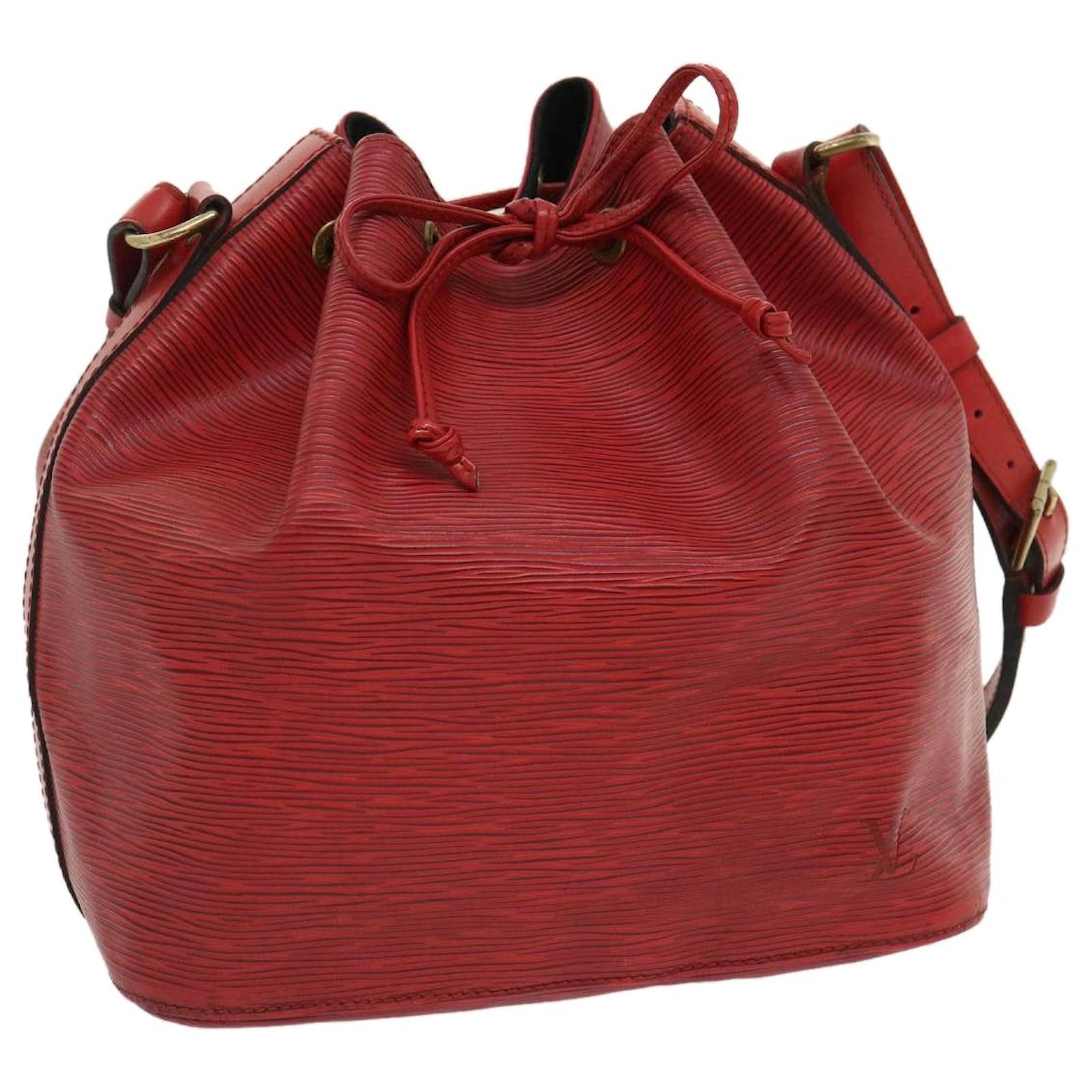 LOUIS VUITTON Petit Noe Bag Bucket Handbag Shoulder Red EPI France