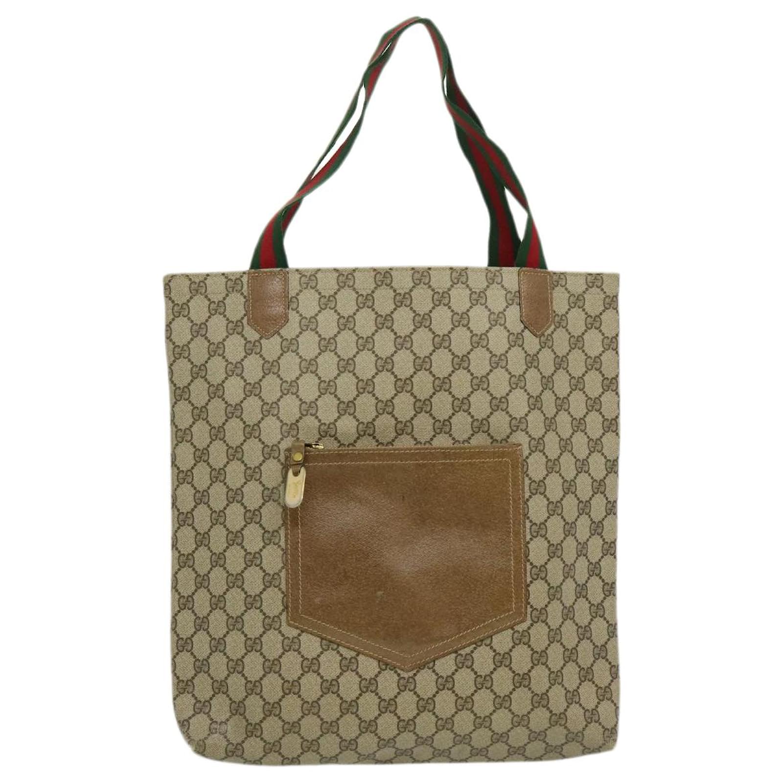 Gucci Brown GG Supreme Canvas Web Tote Gold Hardware Available For