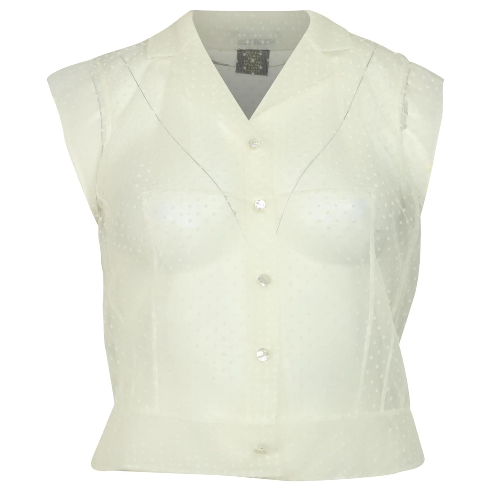 Louis Vuitton Polka Dot Mesh Top in Cream Polyamide White Nylon ref.581126  - Joli Closet