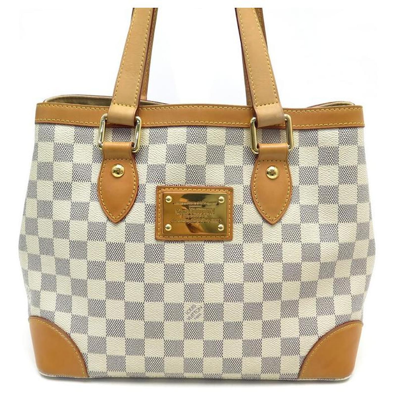 Louis Vuitton Hampstead MM Damier Azur Leather Tote Shoulder Bag