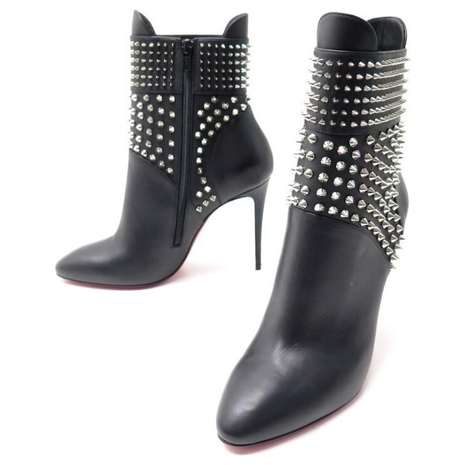 NEW CHRISTIAN LOUBOUTIN SHOES HUNGARIAN SPIKE ANKLE BOOTS 38.5 NEW