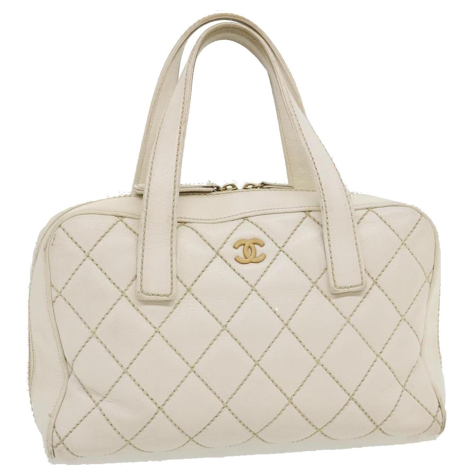 CHANEL, Bags, Chanel Wild Stitch Tote Bag Quilted Leather White