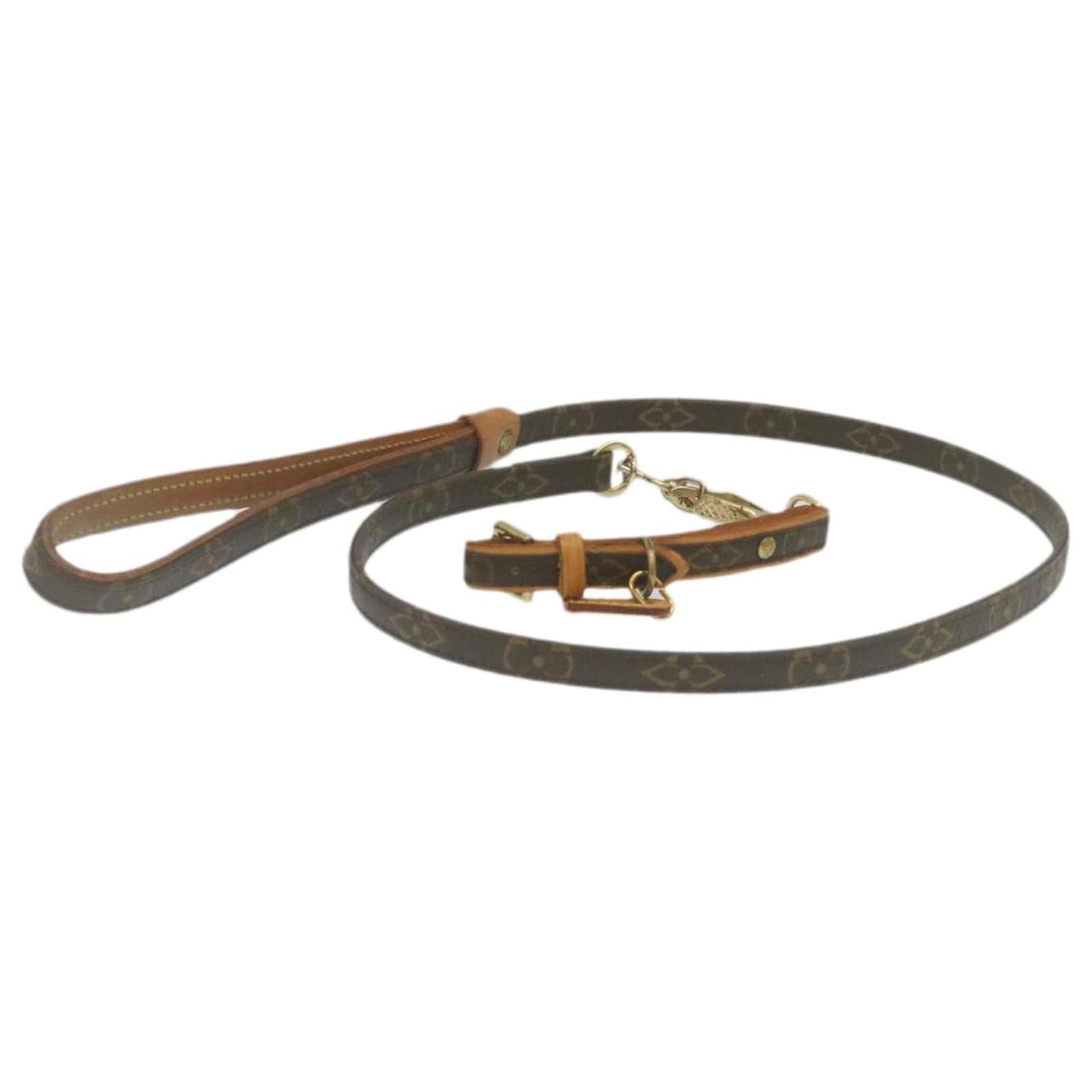 Louis Vuitton Dog Collar and Leash with Metal LV Accessory