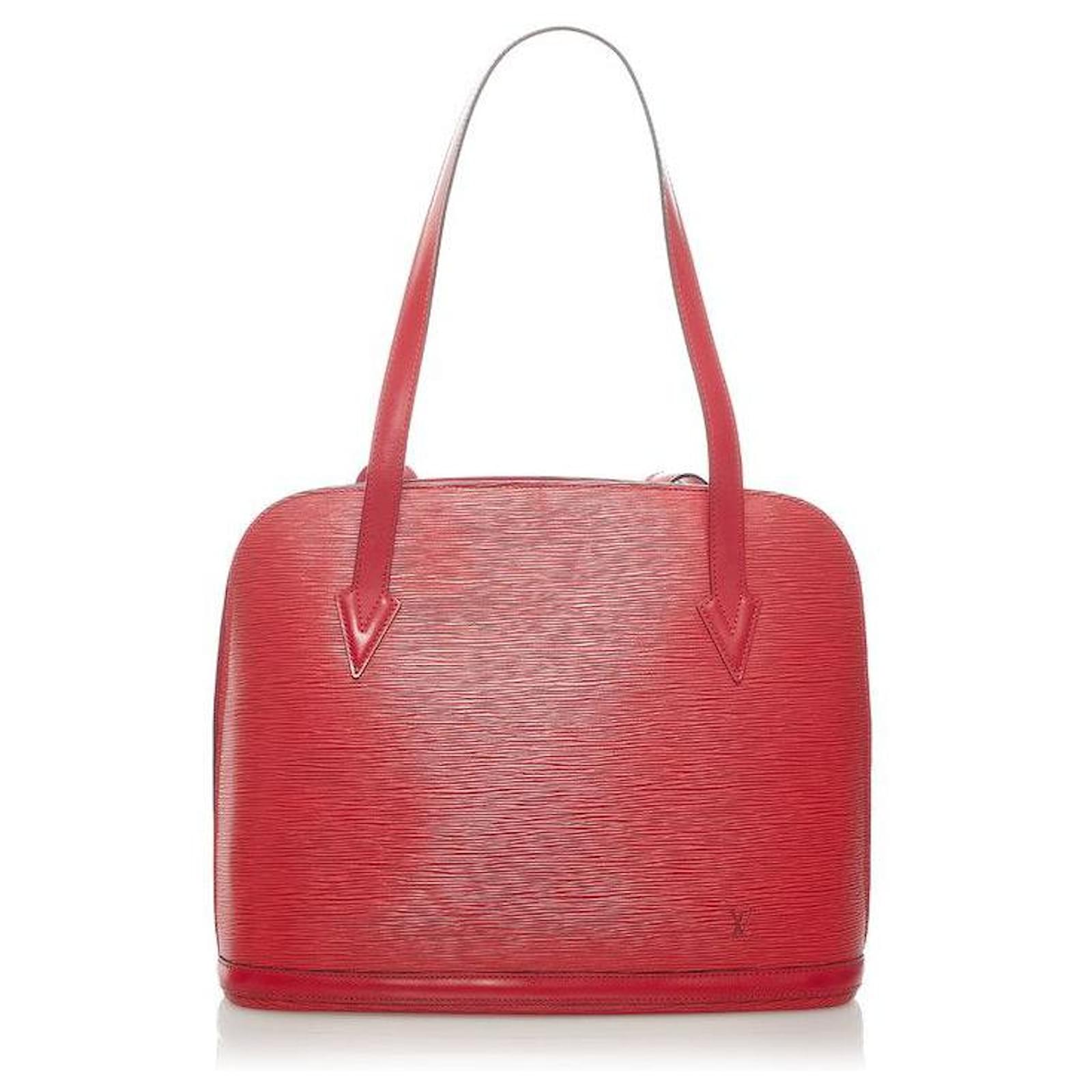 Louis Vuitton Vintage Red Epi Leather Lussac Tote Shoulder Bag For