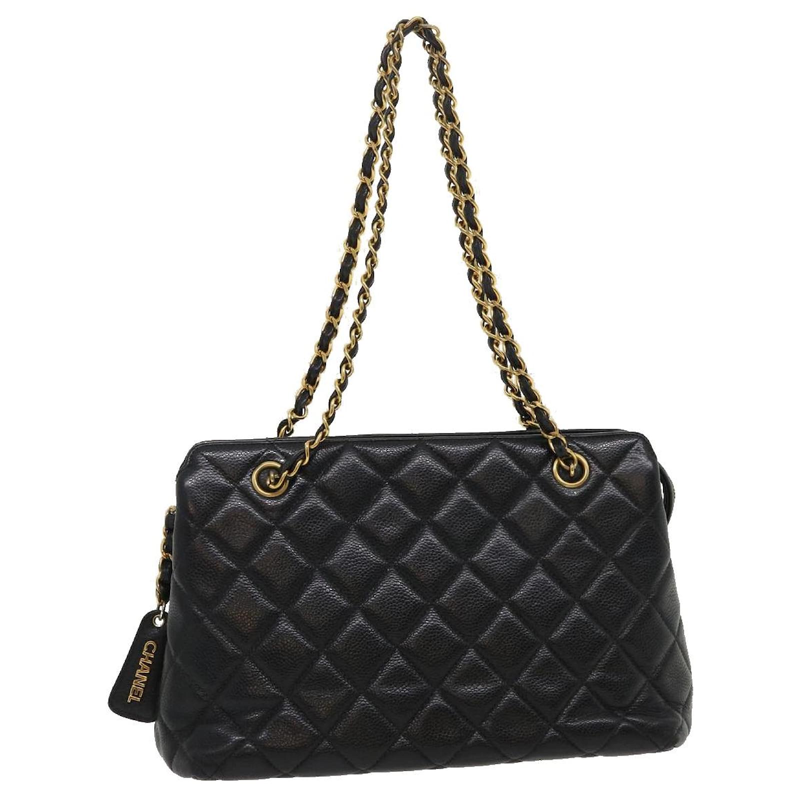 CHANEL Matelasse Chain Tote Bag Caviar Skin Black CC Auth cl050 ref.584594  - Joli Closet