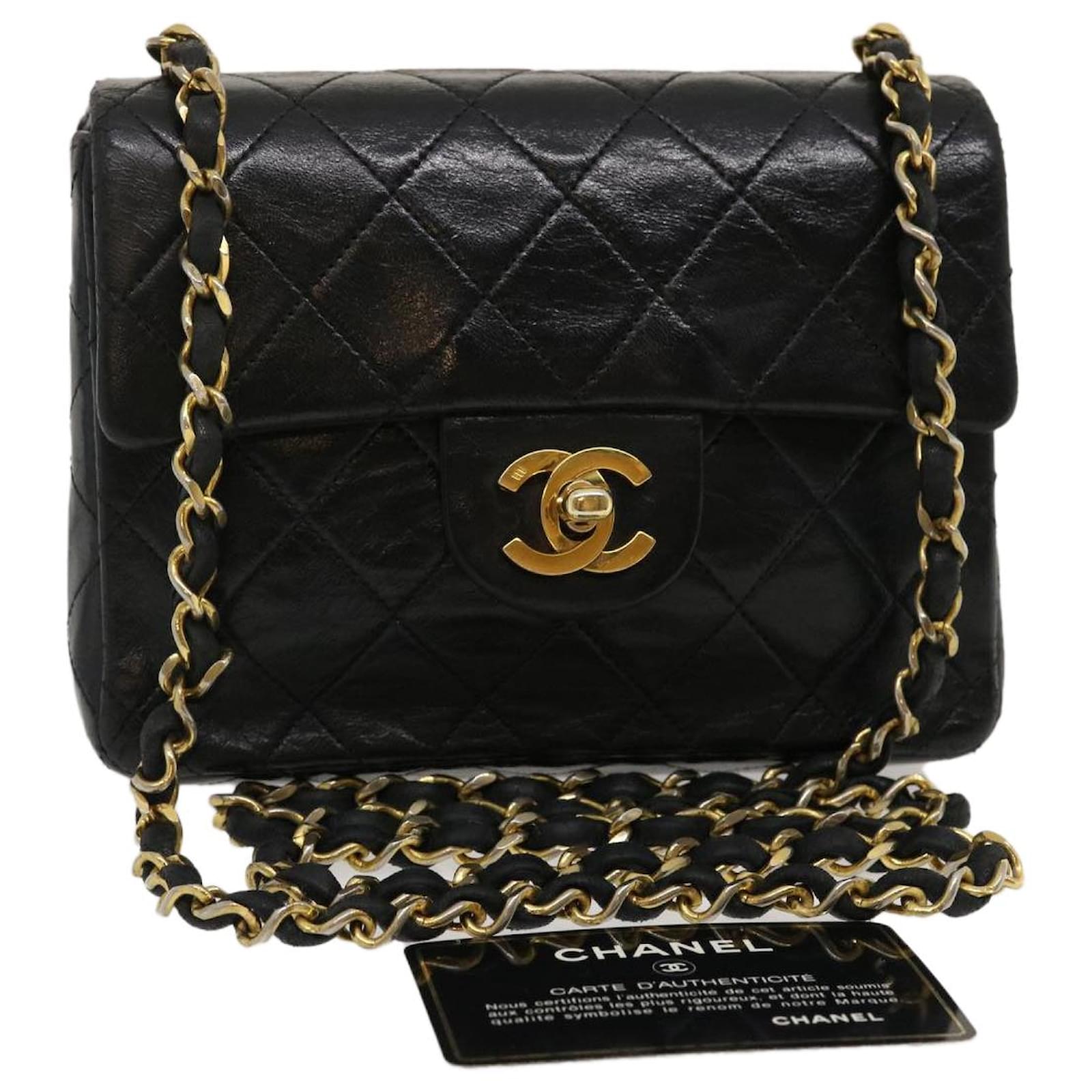 CHANEL Mini Matelasse Chain Flap Shoulder Bag Lamb Skin Black Gold Auth  cl041 Golden ref.584596 - Joli Closet