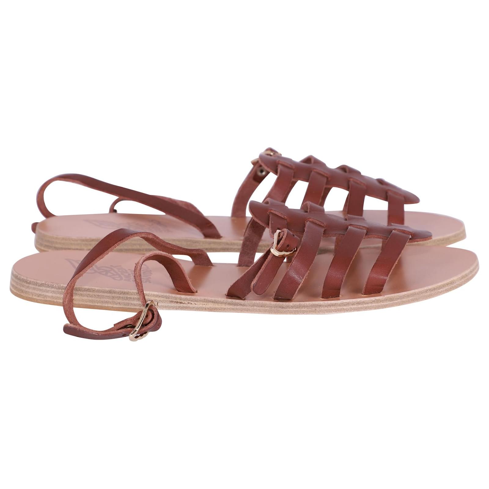 Ancient Greek Sandals Gladiator Flat Sandals in Brown Leather ref ...