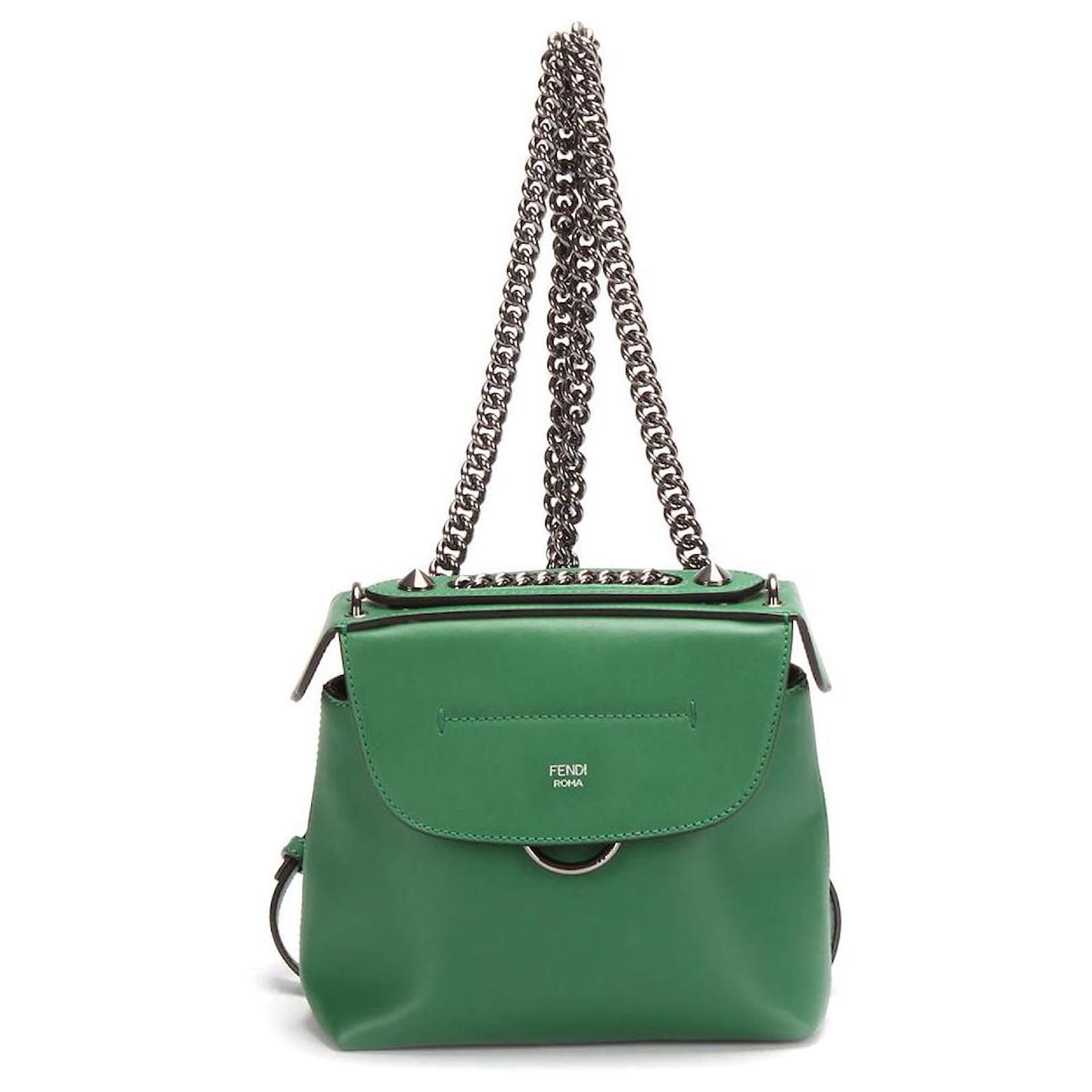 Fendi Mini Back to School Backpack Green Leather ref.584928 Joli Closet