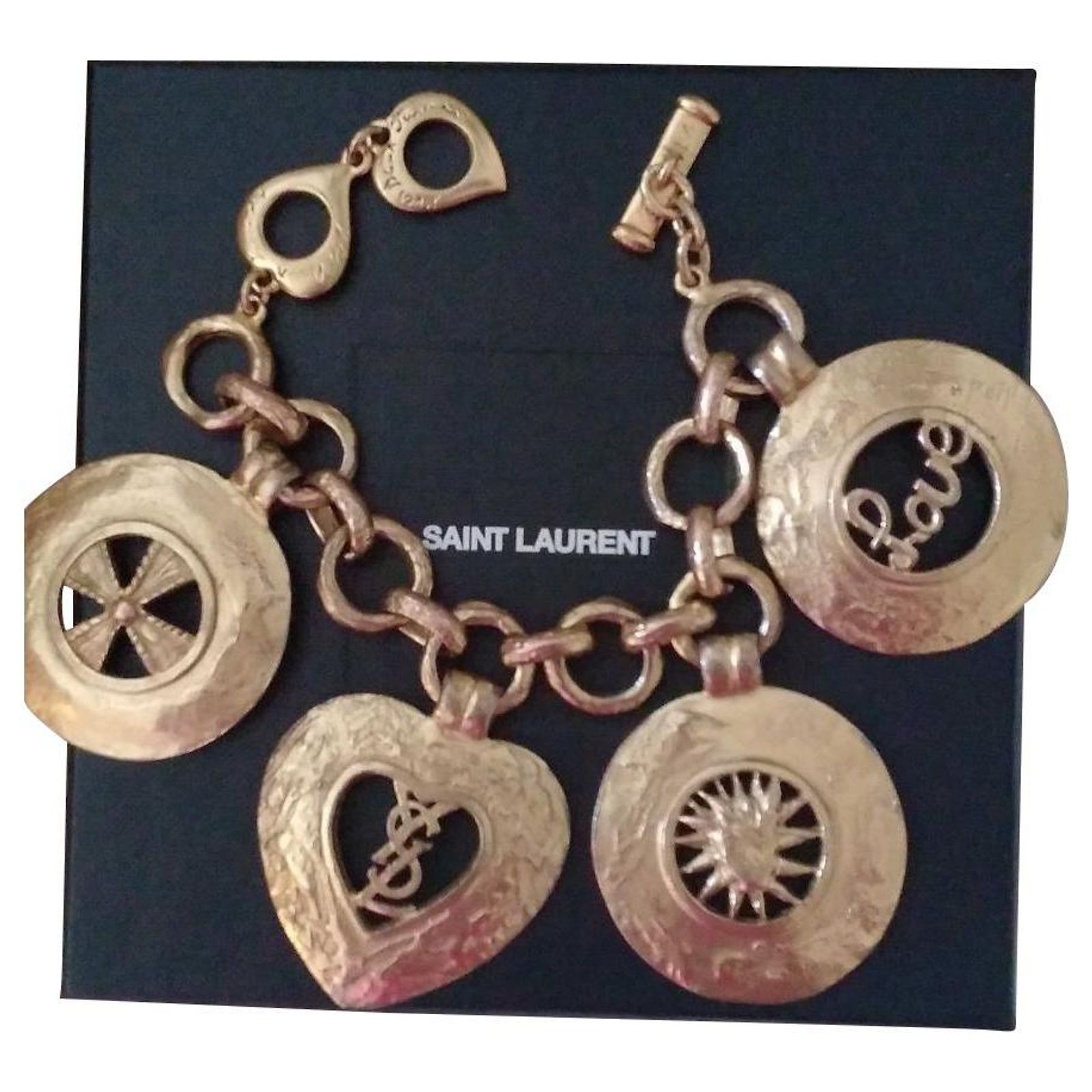 Bracelet Vintage Métal Doré - Marque Loola Paris (Yves Saint Laurent) - Occasion - Voir Photos