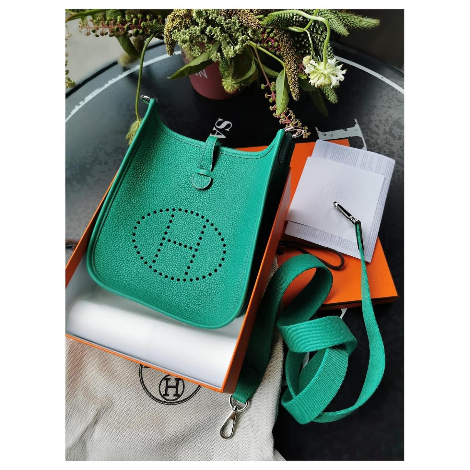 Hermès Hermes Evelyne Mini bag Green Leather ref.585290 - Joli Closet