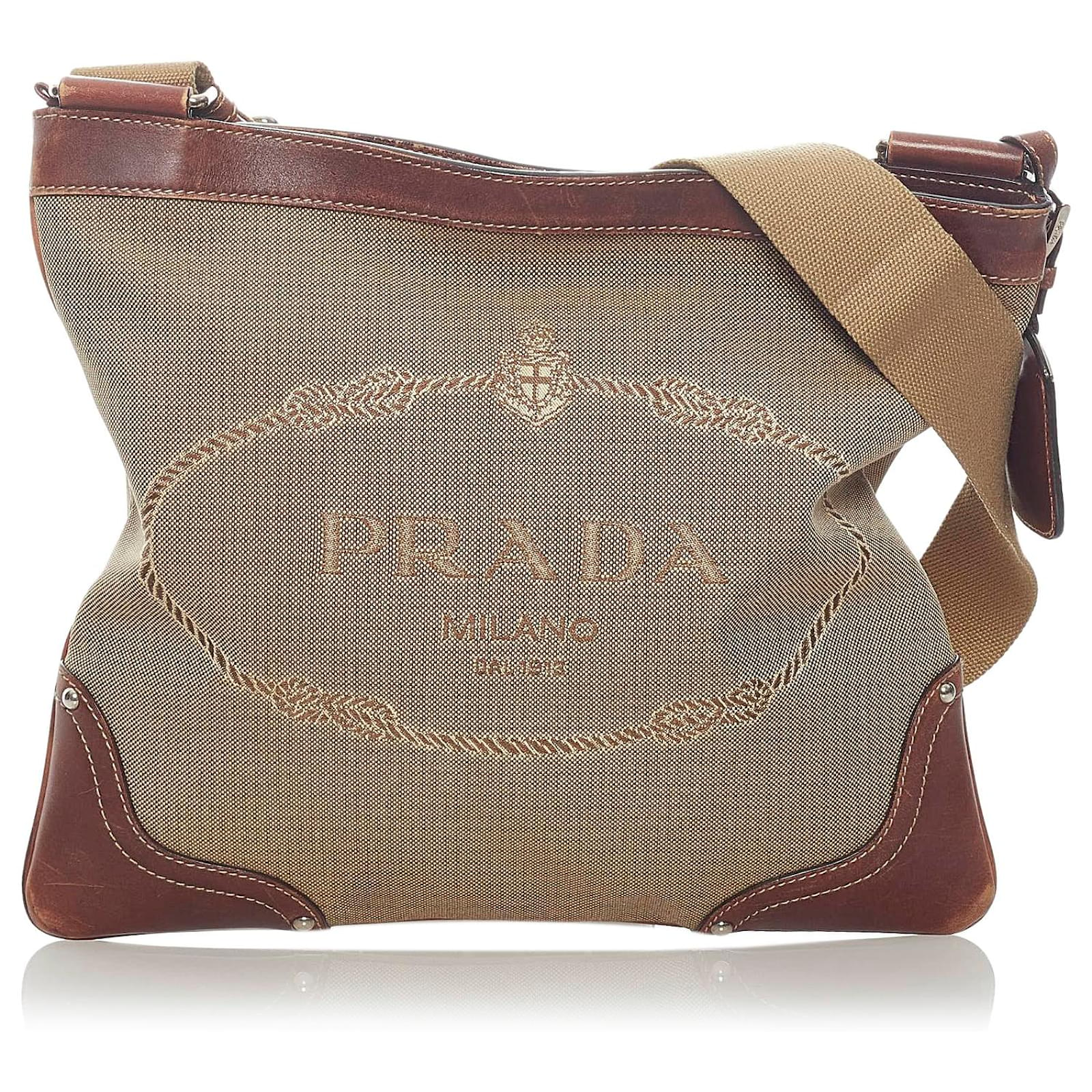 Prada Brown Canapa Canvas Crossbody Bag