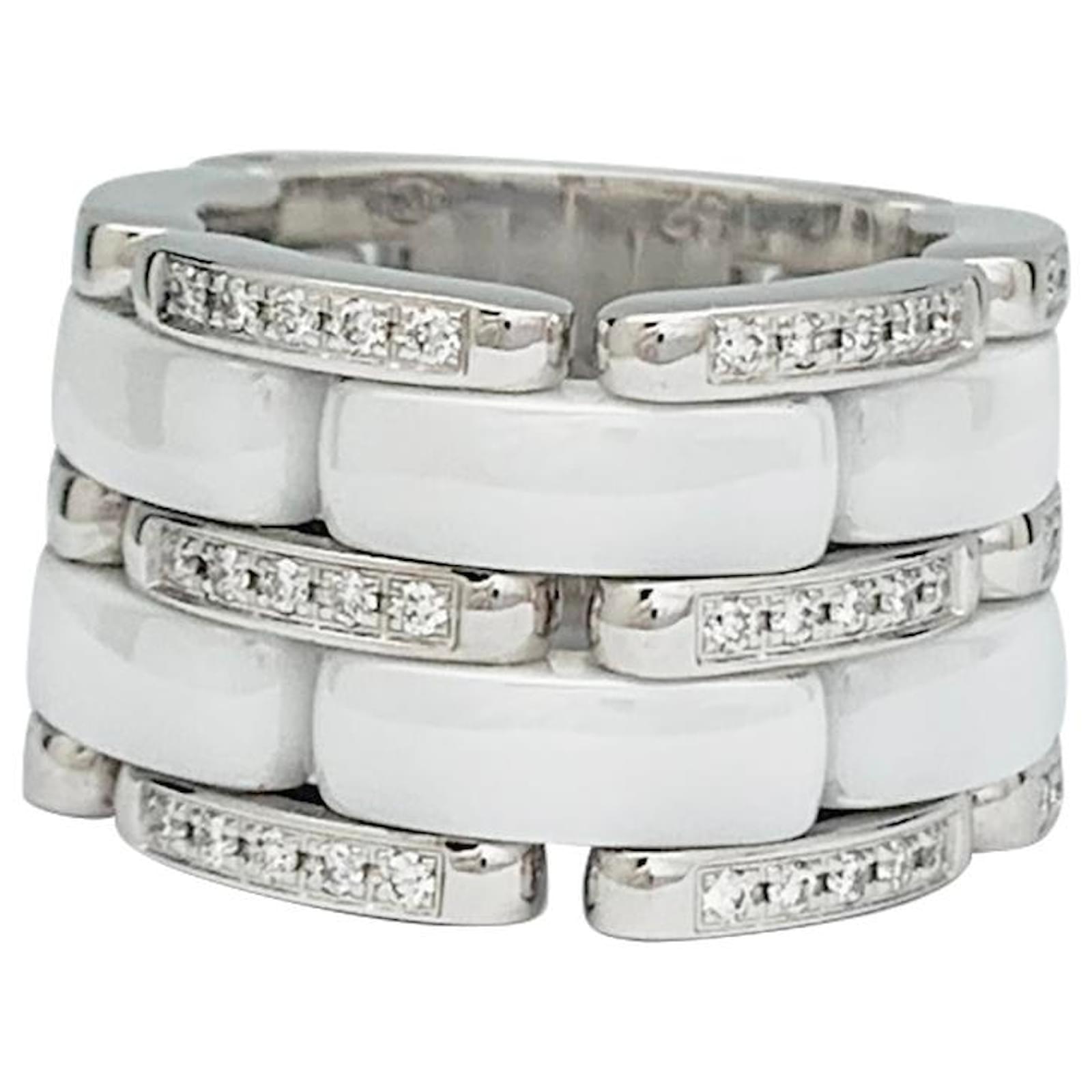 Chanel ring, Ultra, WHITE GOLD, white ceramic and diamonds. ref.586255 -  Joli Closet
