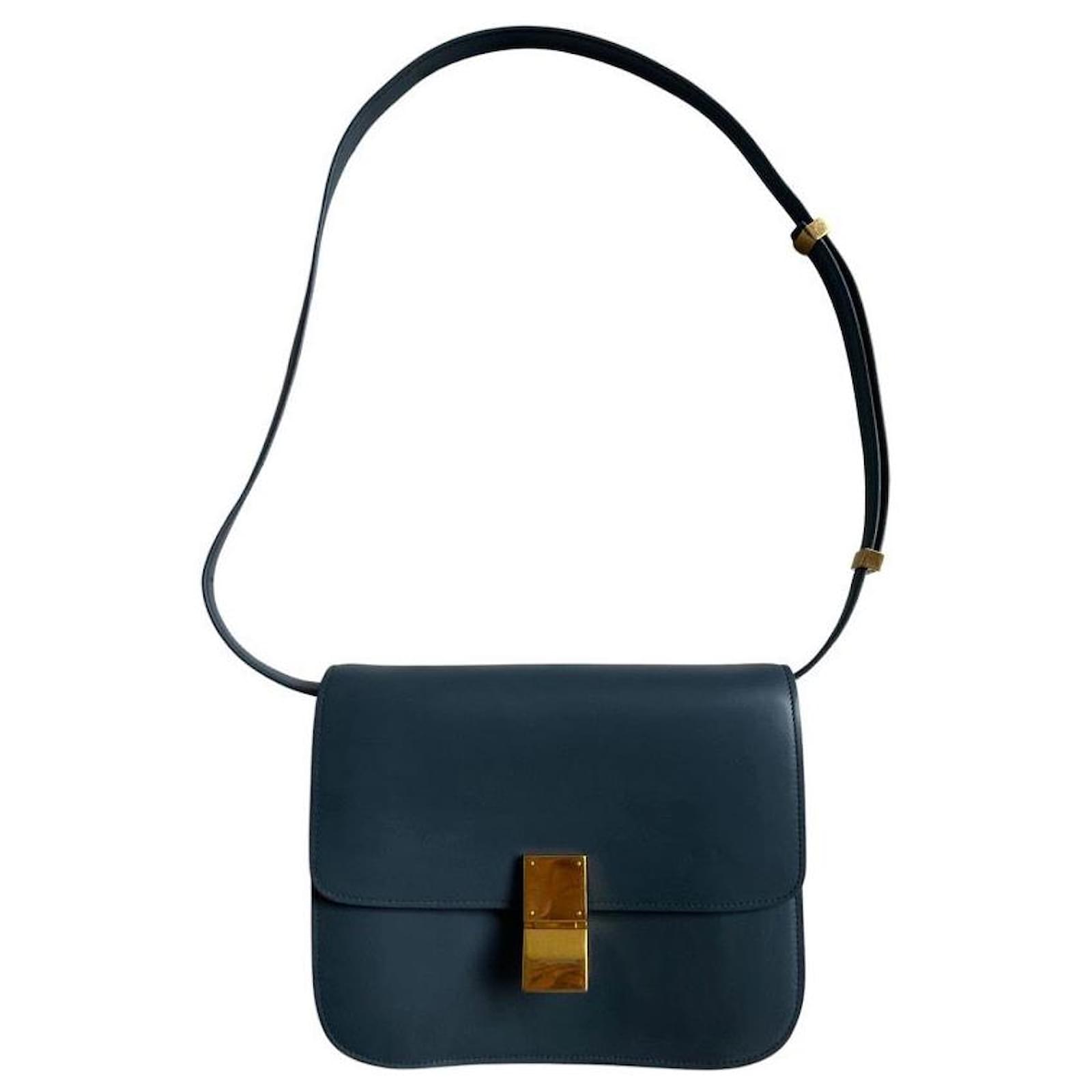 Céline Celine classic box bag Blue Navy blue Dark blue Leather ref.586470 -  Joli Closet