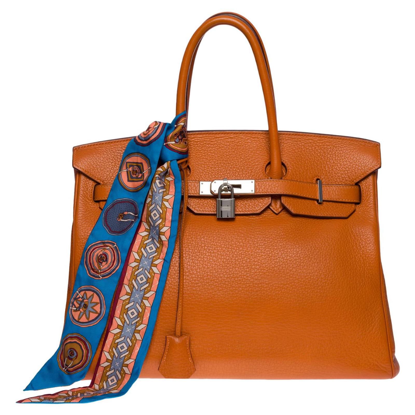 Hermes Togo Leather Birkin Bag 35 Orange