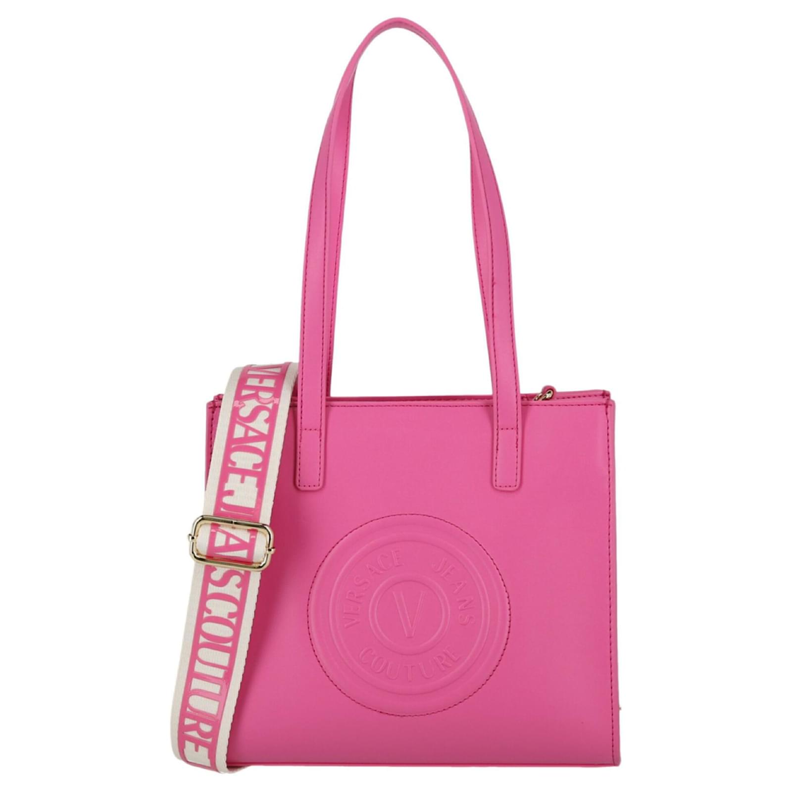 Autre Marque Versace Jeans Couture Logo Tote Bag Pink Plastic