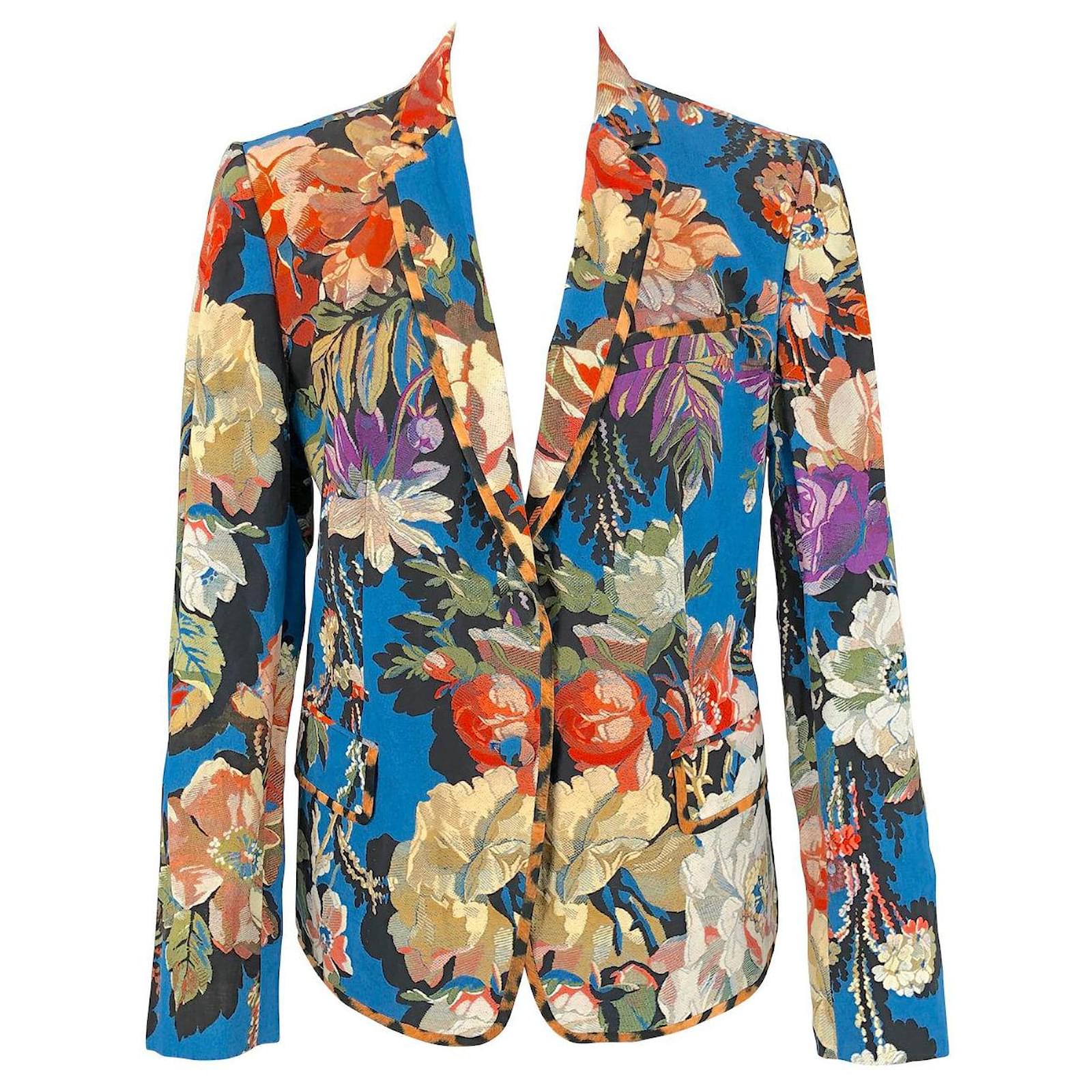 Dries van Noten Ruberta Tris jacket In blue floral-jacquard Cotton ref ...