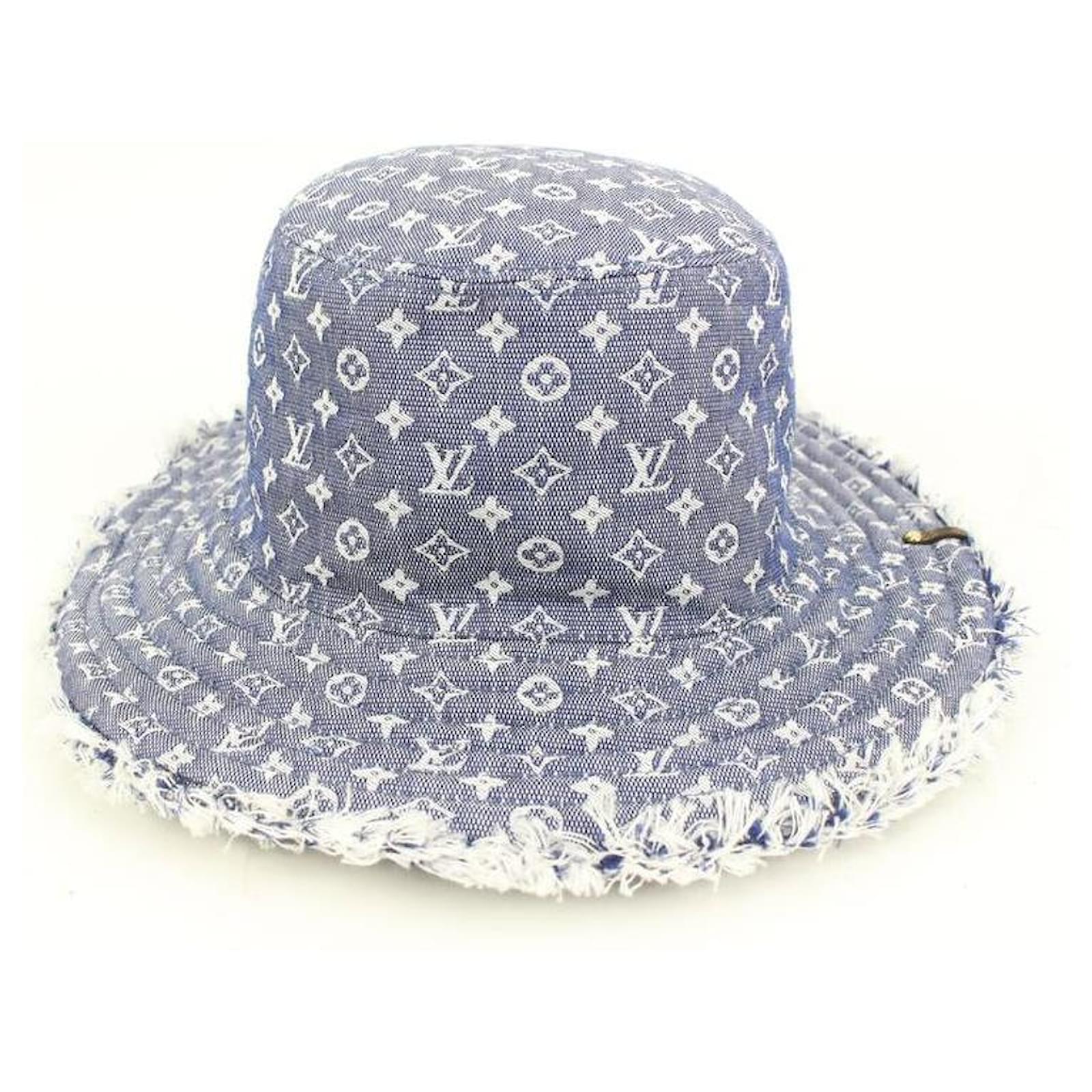 Louis Vuitton Monogram Denim Bucket Hat Bobbygram Cap Rare Jean Sun
