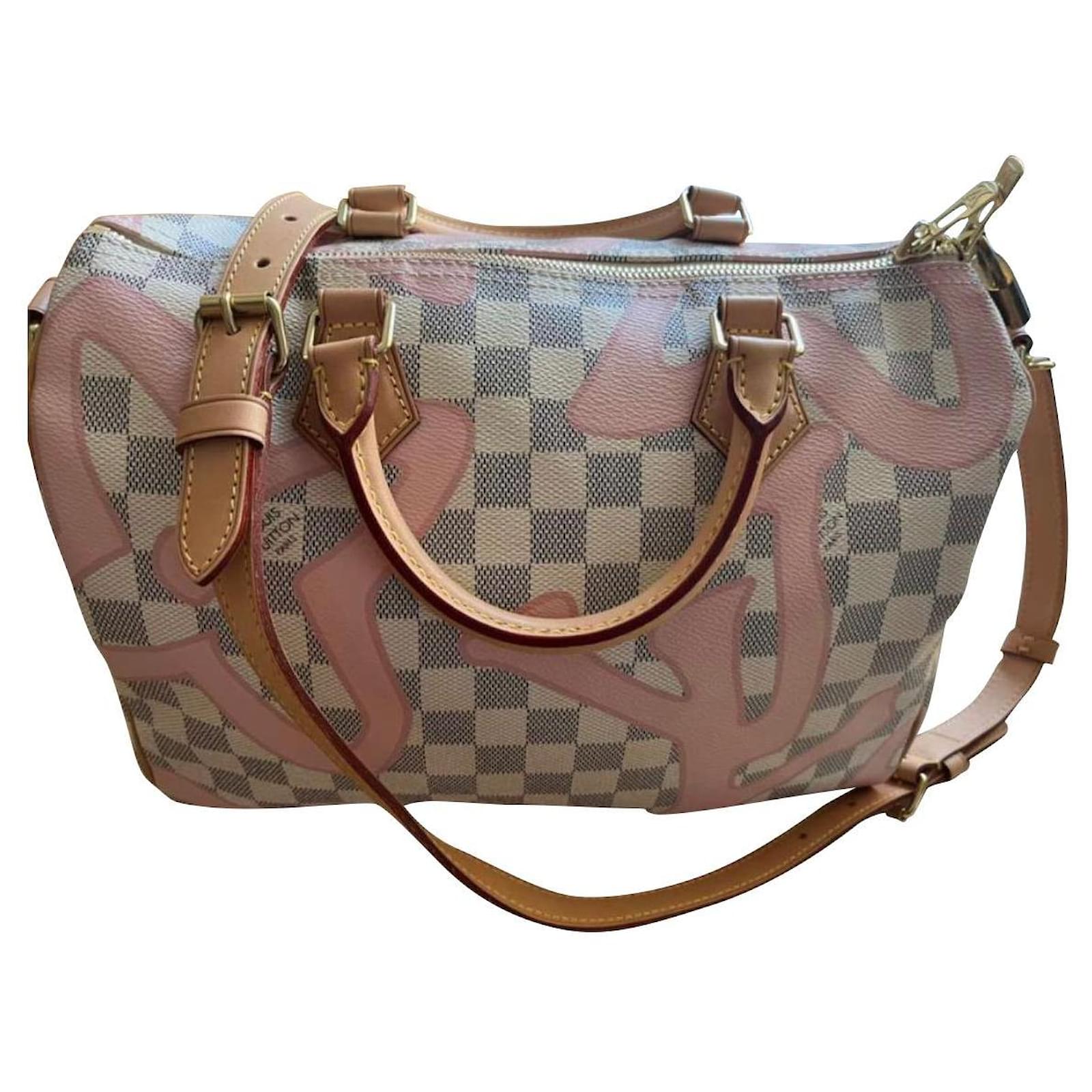 Louis Vuitton Tahitienne Speedy 30 Bandouliere Limited Edition Pink White  Beige Leather Cloth ref.588402 - Joli Closet