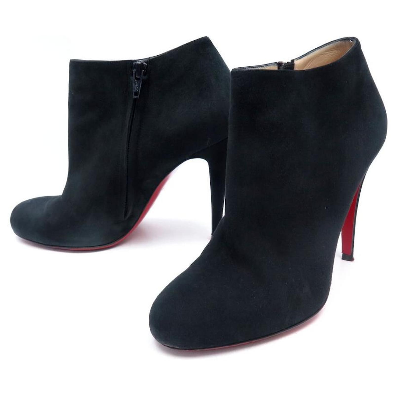 CHRISTIAN BELLE SHOES 39 WITH HEELS BLACK SUEDE BOOTS - Joli Closet