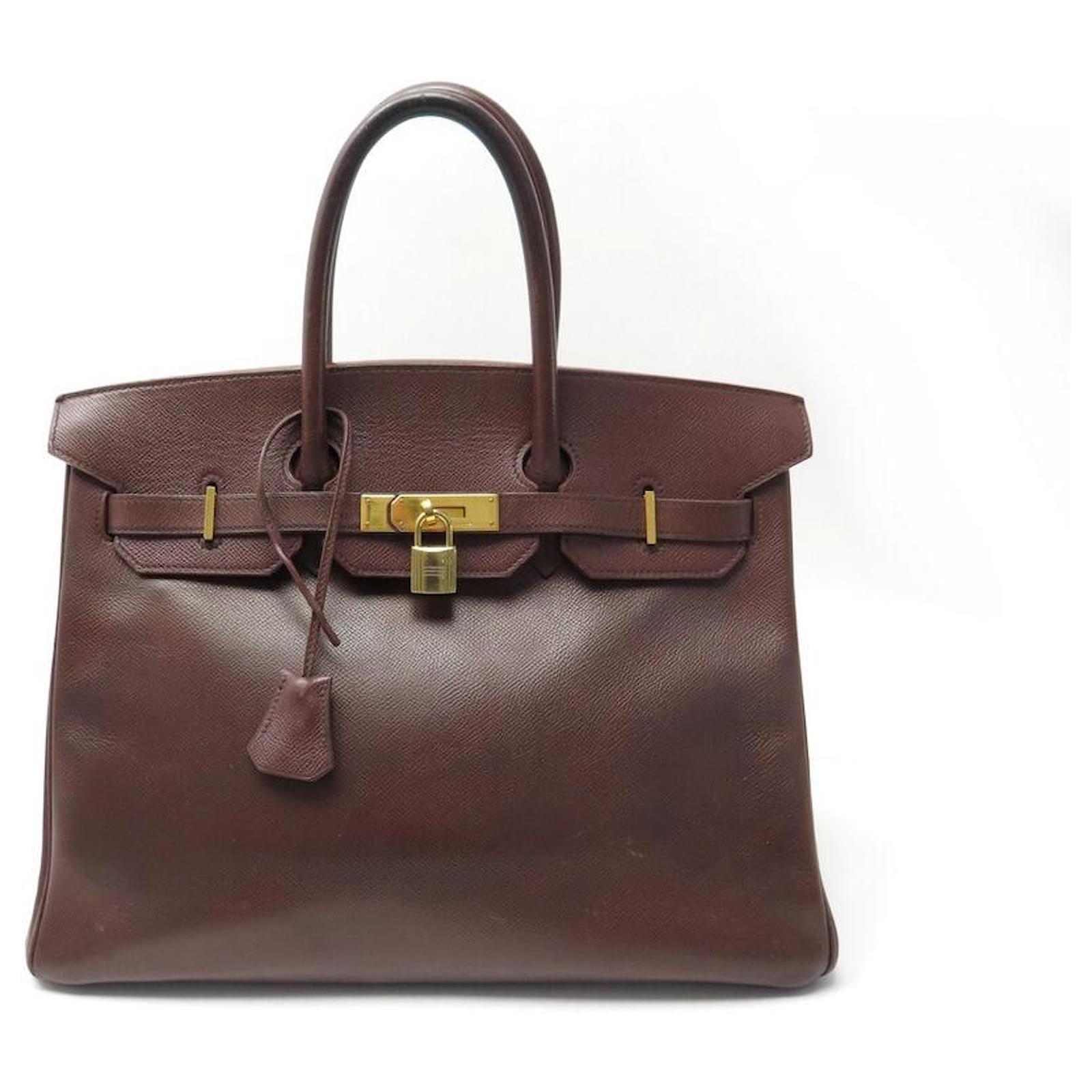 Hermès VINTAGE HERMES BIRKIN HANDBAG 35 TAURILLON CLEMENCE BROWN GOLD ...