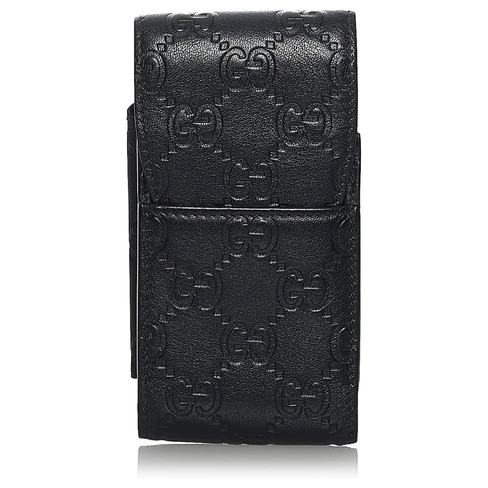 Gucci Black Guccissima Cigarette Case Leather Pony-style calfskin  ref.589098 - Joli Closet