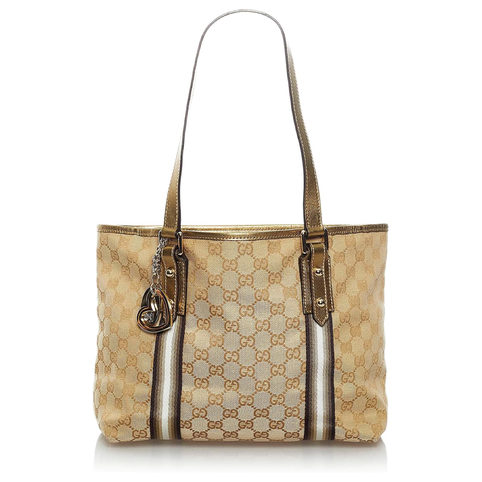 Gucci White Craft Canvas Tote Bag Brown Dark brown Leather Cloth Pony-style  calfskin Cloth ref.392570 - Joli Closet