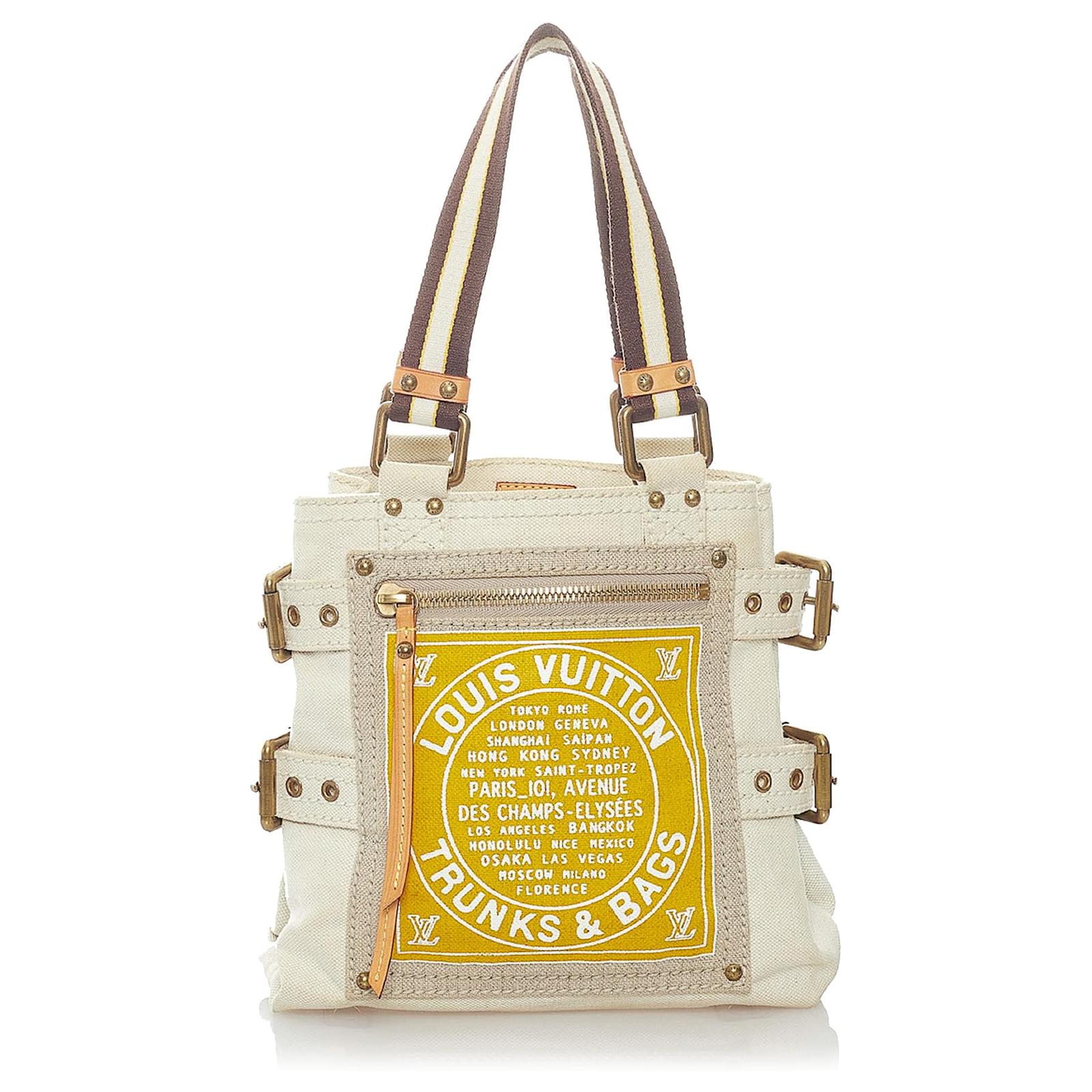 Louis Vuitton White Globe Shopper Cabas PM Yellow Cloth Cloth ref.591076 -  Joli Closet