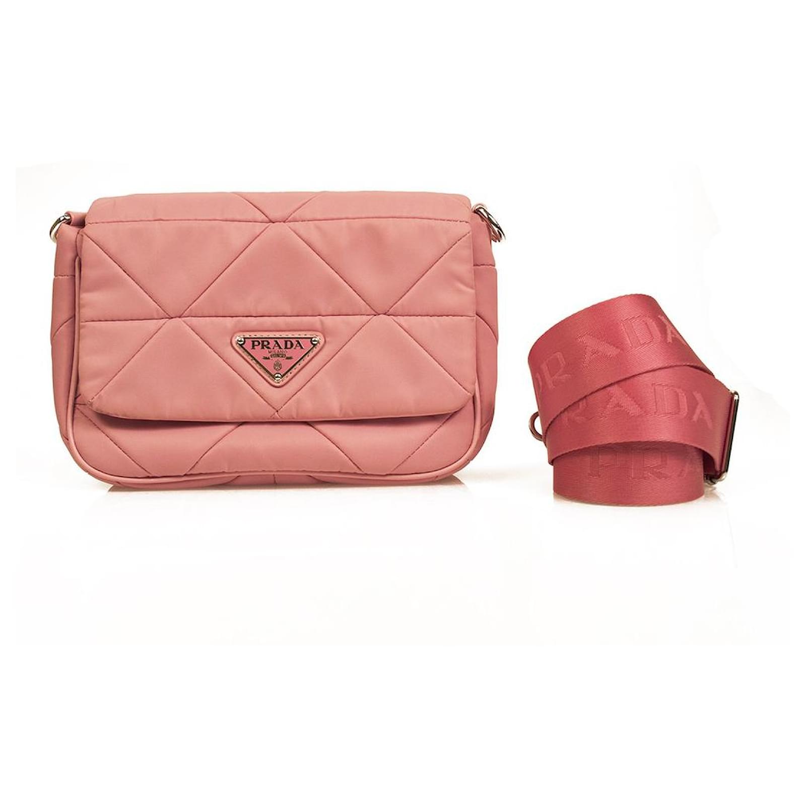 PRADA baby pink Re-Nylon padded shoulder bag or messenger crossbody bag  clutch  - Joli Closet