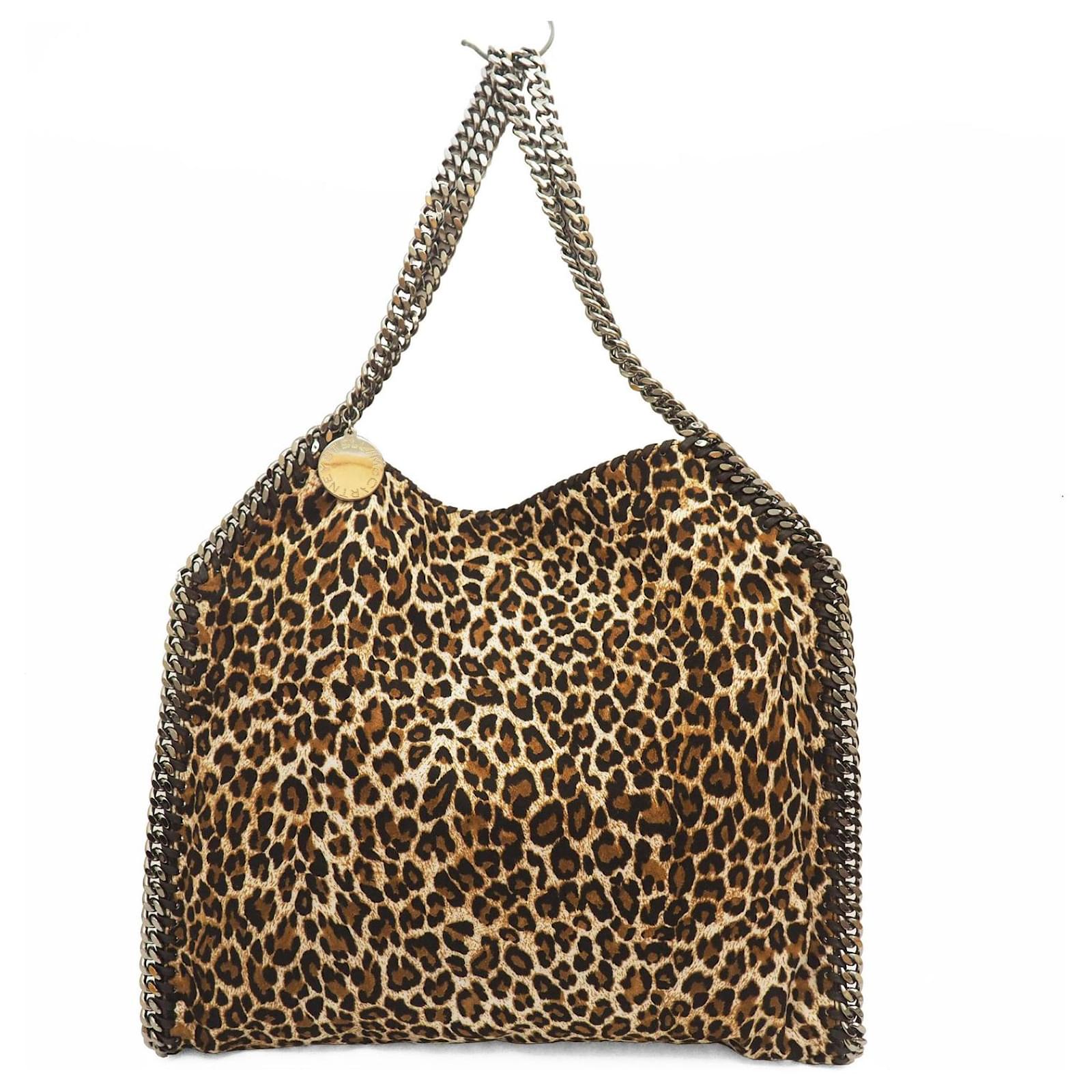 Stella Mc Cartney Stella McCartney large Falabella lined chain leopard  print bag Brown Beige Bronze Cloth ref.591702 - Joli Closet