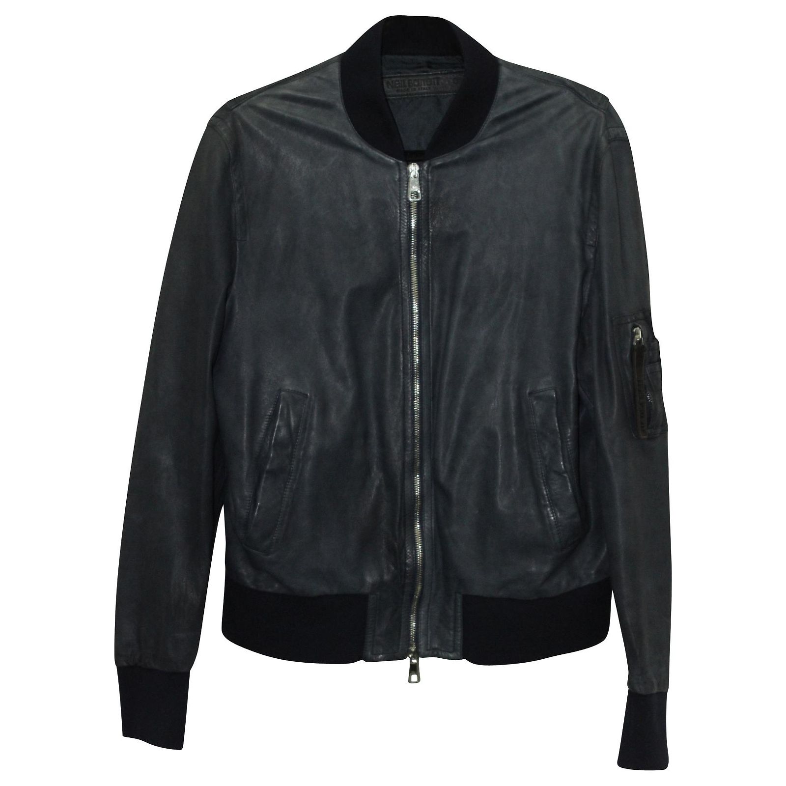 Neil Barrett Bomber Jacket in Navy Blue Leather ref.591951 - Joli