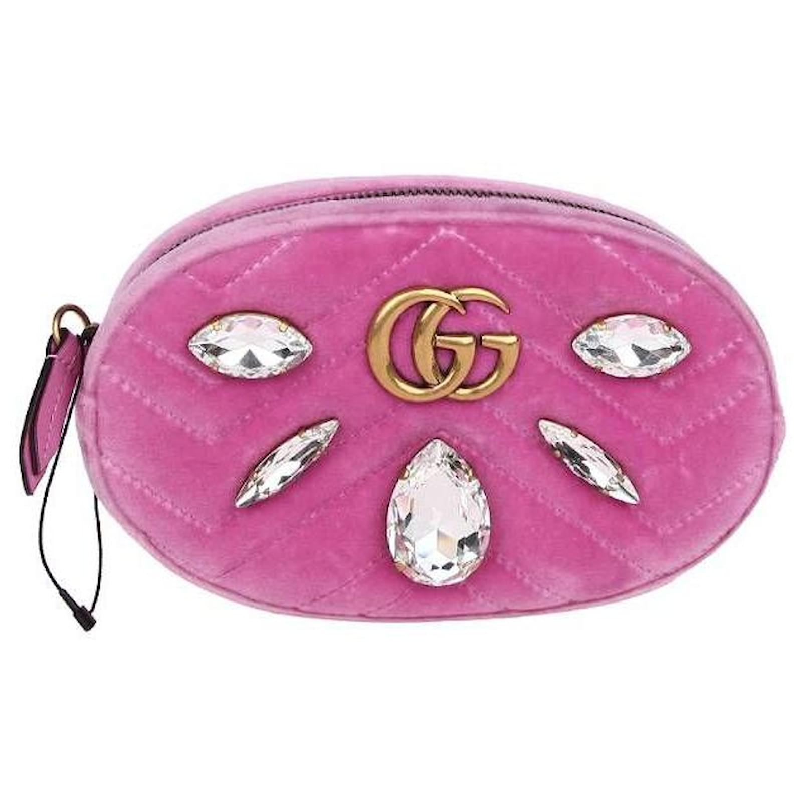 Gucci Riñonera GG Marmont de terciopelo con cristales Rosa ref.592059 - Joli