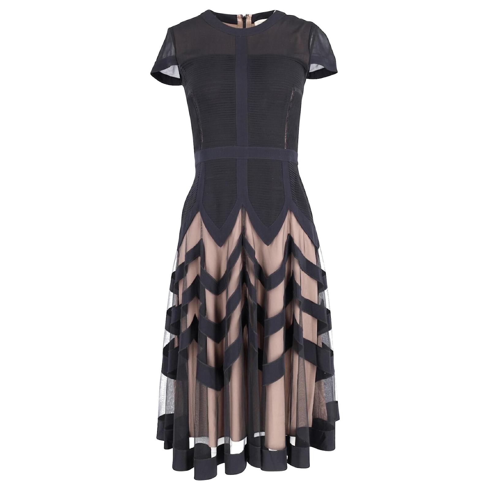 Temperley London Cocktail Dress with Sheer Overskirt in Black Silk (Sold) -  Joli Closet