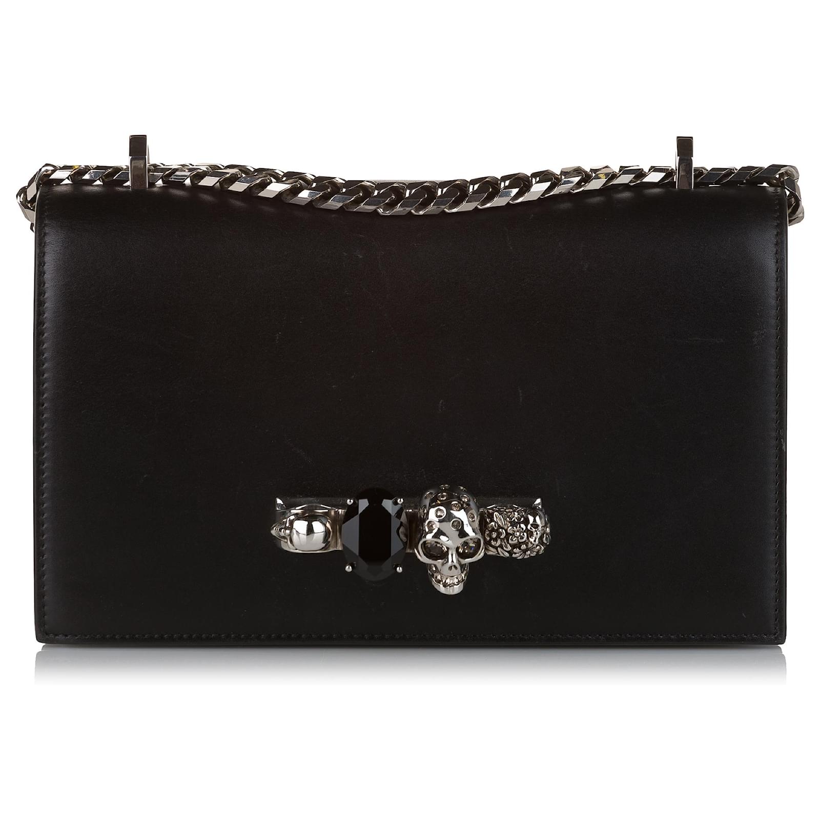 Alexander McQueen Black Skull Padlock Leather Crossbody Bag